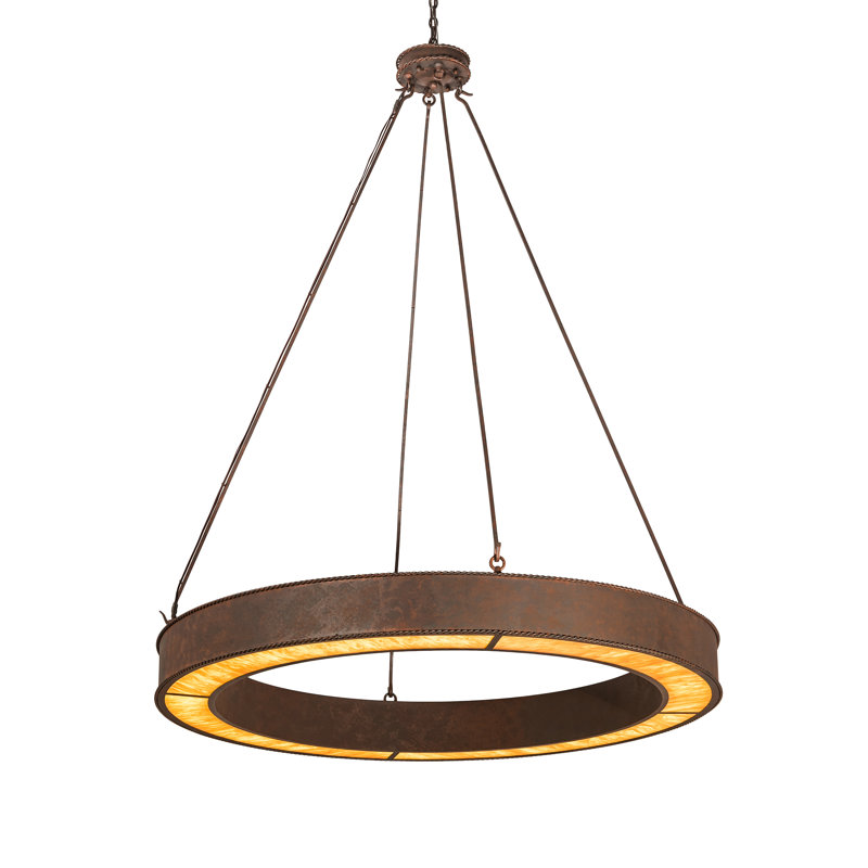 Escabroso Amber Idalight 81" Rust LED Drum Chandelier