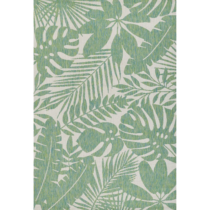Villa Salerno Geometric Green Synthetic Outdoor Rug 6'7" x 9'6"