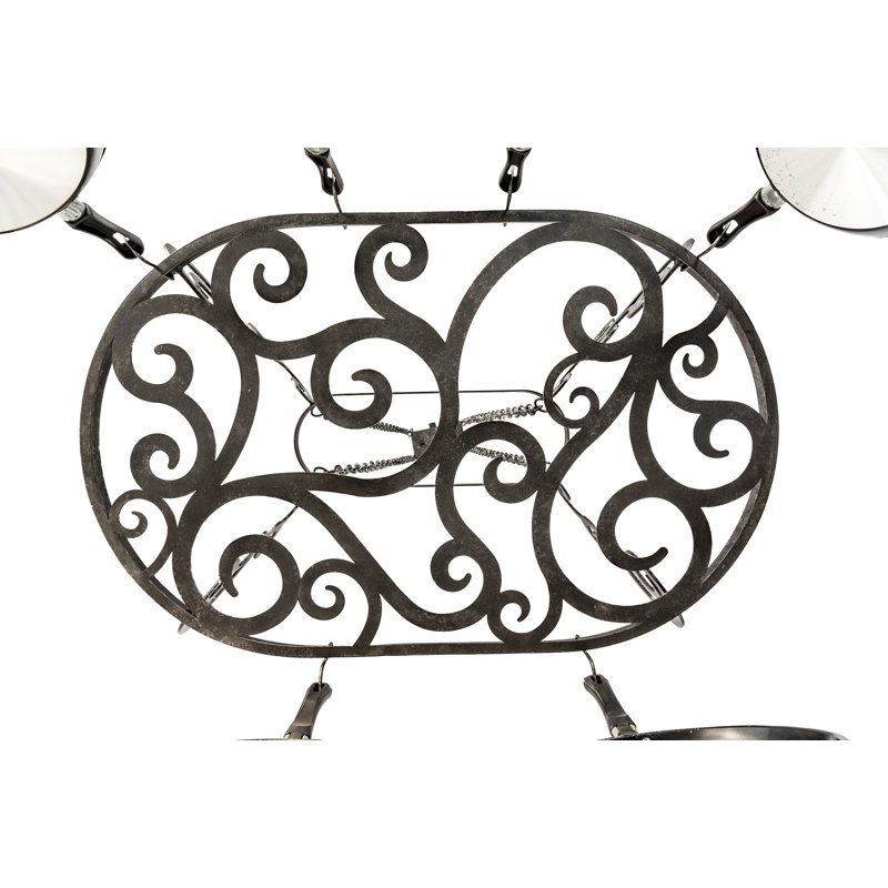 Neo Handcrafted Smoke Finish Metal Hanging Pot Rack