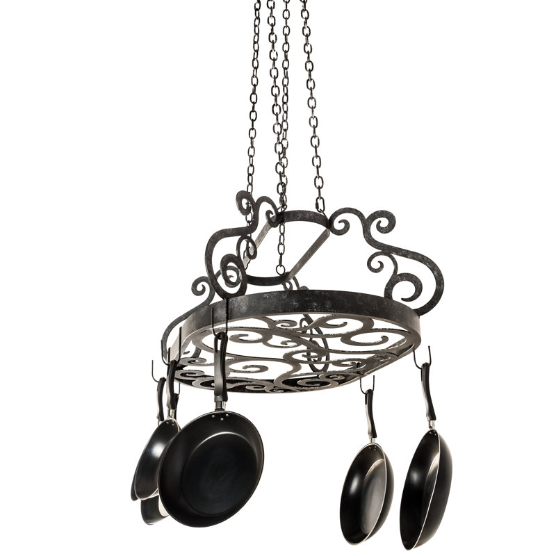 Neo Handcrafted Smoke Finish Metal Hanging Pot Rack