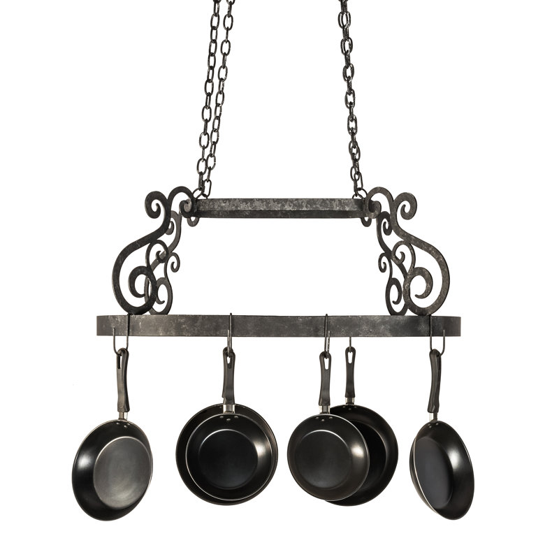 Neo Handcrafted Smoke Finish Metal Hanging Pot Rack