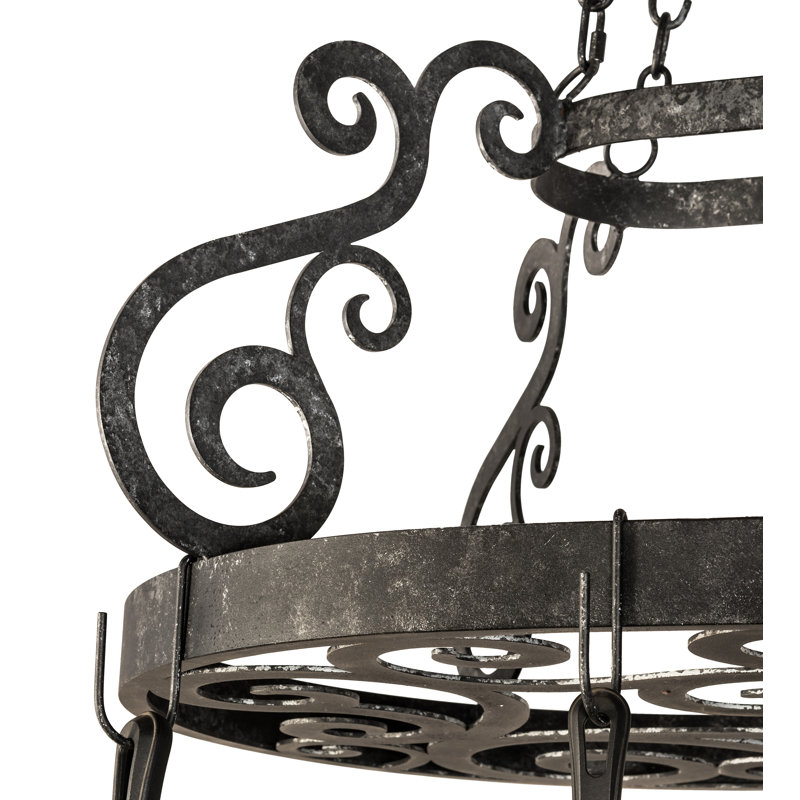 Neo Handcrafted Smoke Finish Metal Hanging Pot Rack
