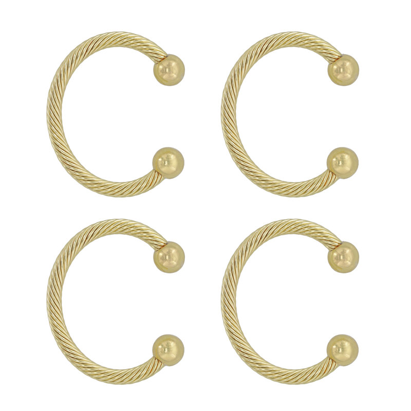 Gold Metal Rope Design Mantle Stocking Holder Set
