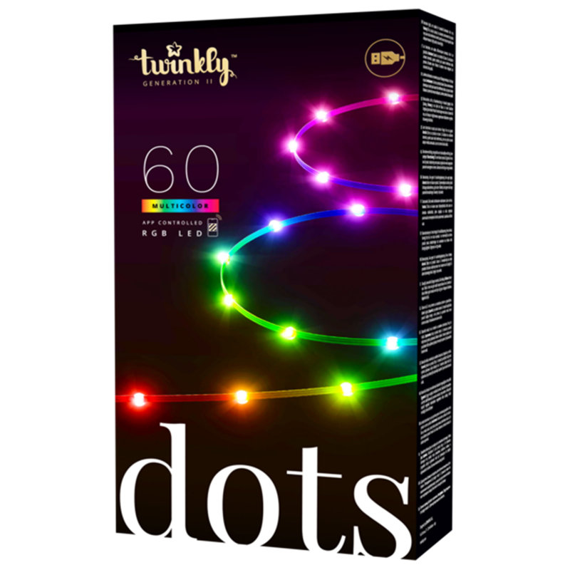 Twinkly Dots 60 LED Smart Gaming Room Flexible Lights, USB Black
