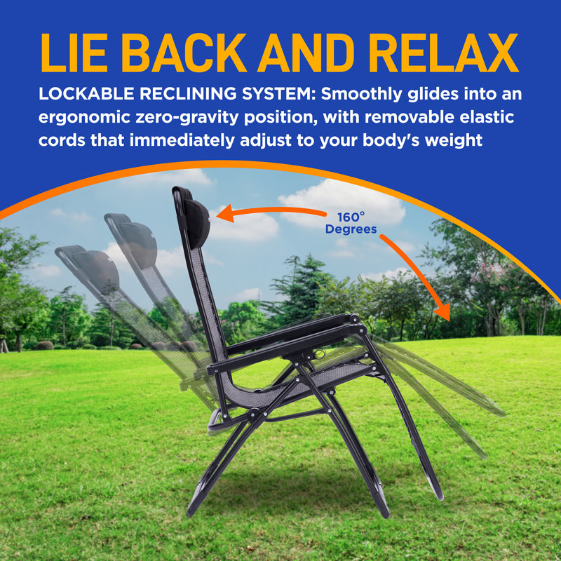 SereneLife Sleek Black Rattan Zero Gravity Outdoor Recliner Set