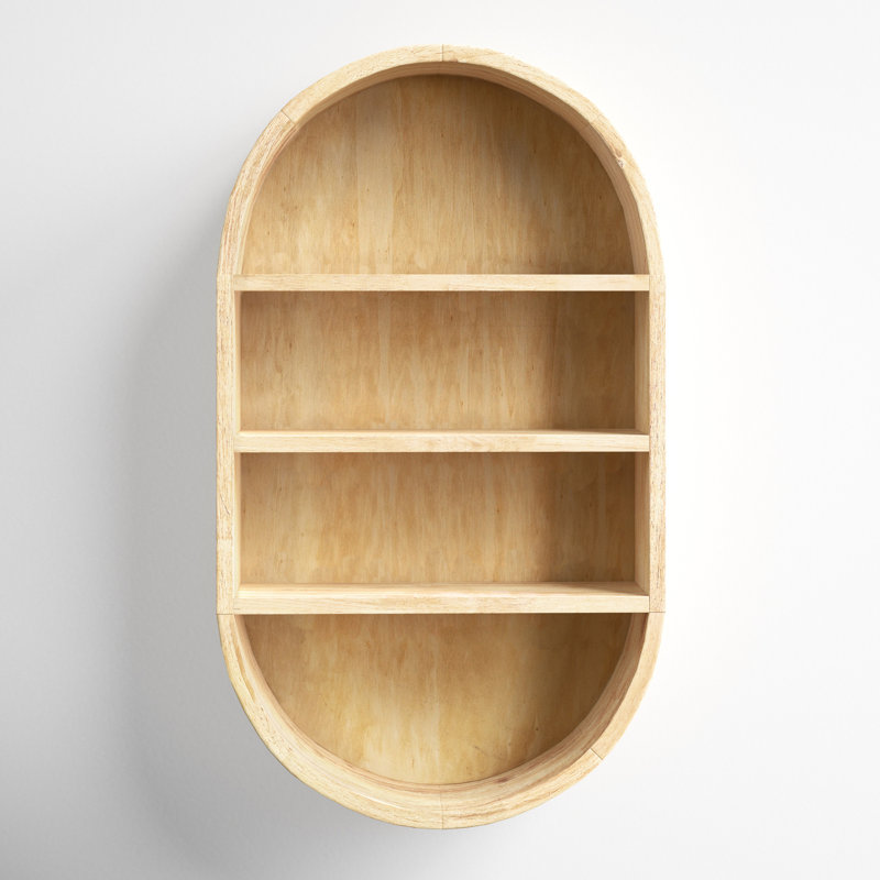 Natural Mango Wood Oval Floating Wall Shelf, 18.6"