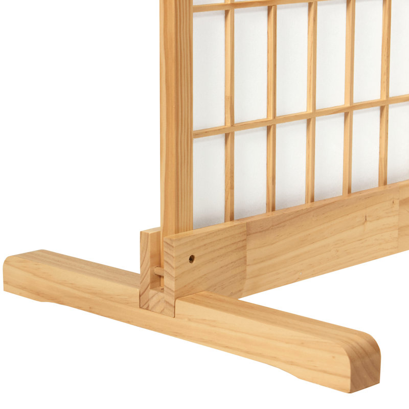 Natural Wood 4-Panel Folding Screen Room Divider Stand