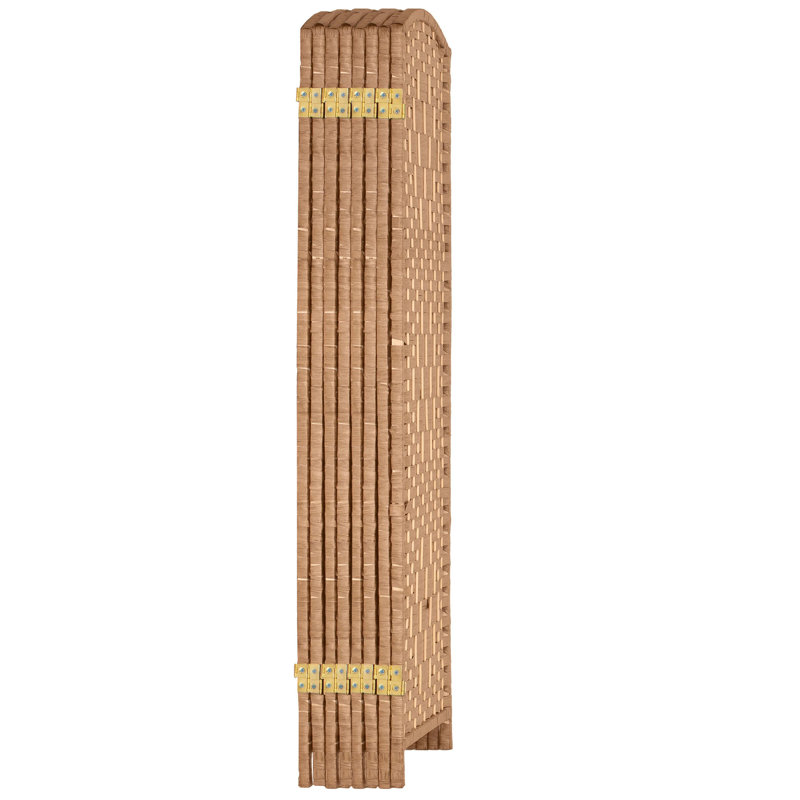 Natural Brown Woven Plant Fiber 8-Panel Folding Screen