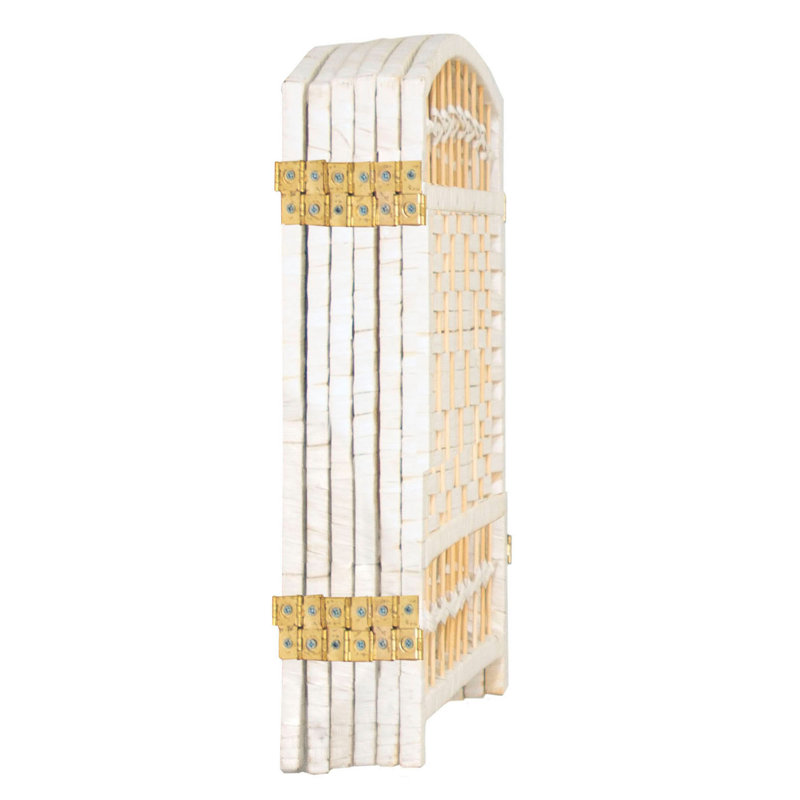 White Natural Fiber 6-Panel Folding Screen Room Divider