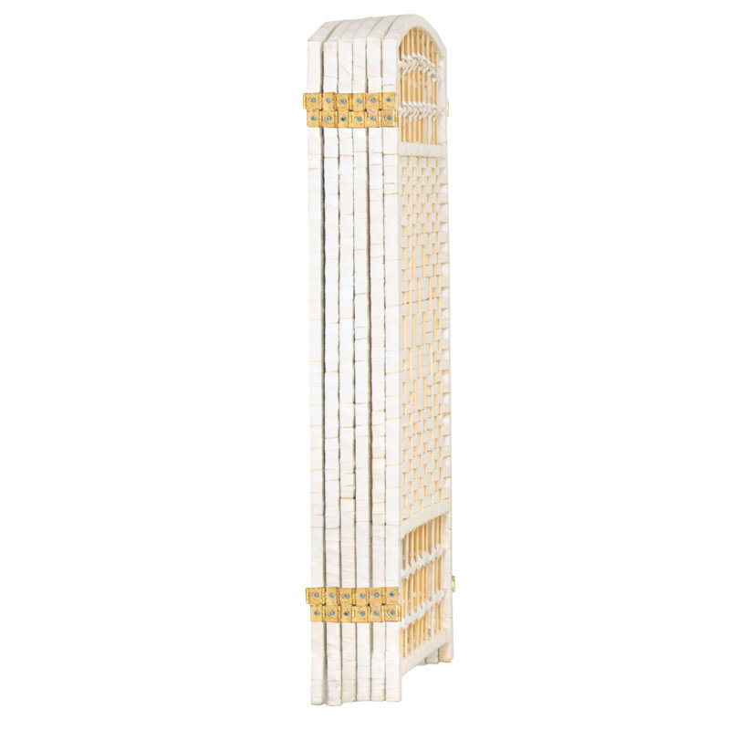 White Natural Fiber 6-Panel Folding Screen Room Divider