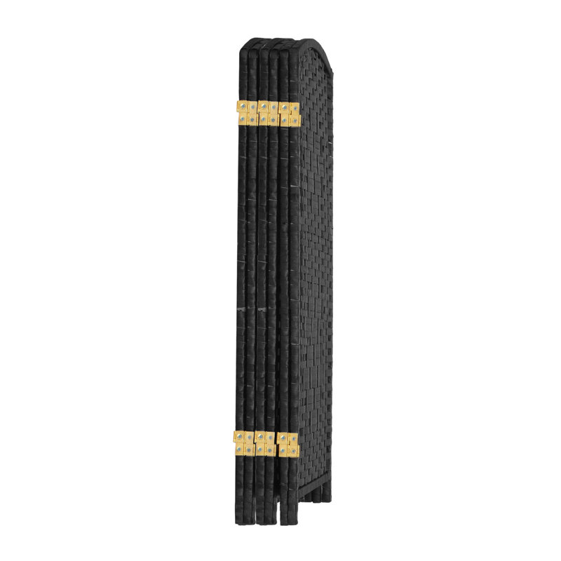 3 ft. Tall Black Woven Fiber Folding Screen - 6 Panel
