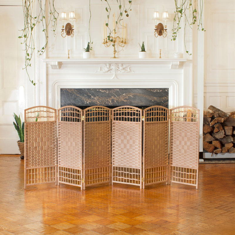 Natural Fiber Weave 2 ft. 6-Panel Folding Screen