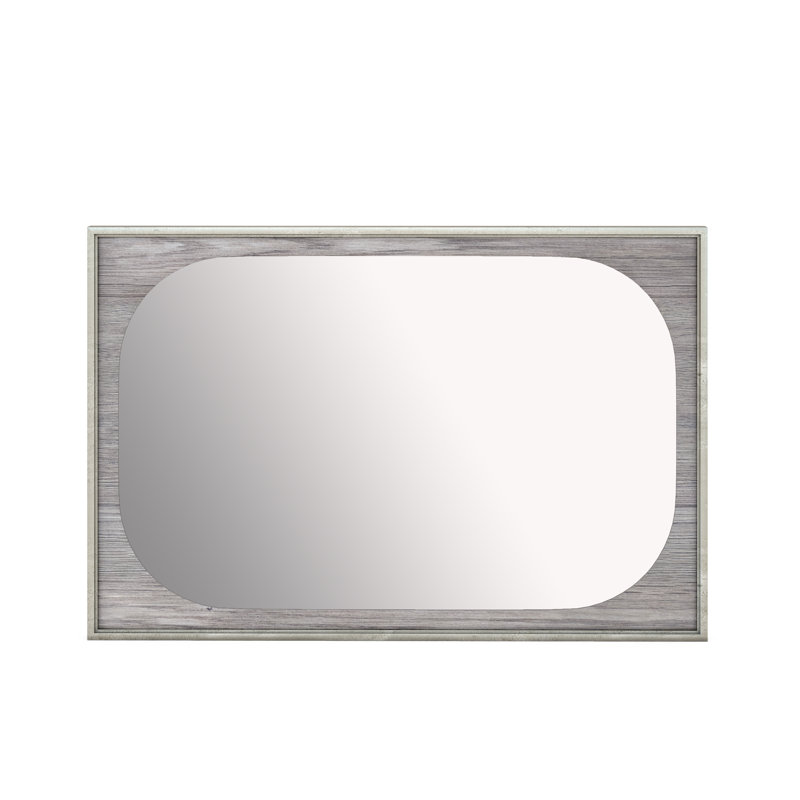 Gray Transitional Rectangular Wood Wall Mirror