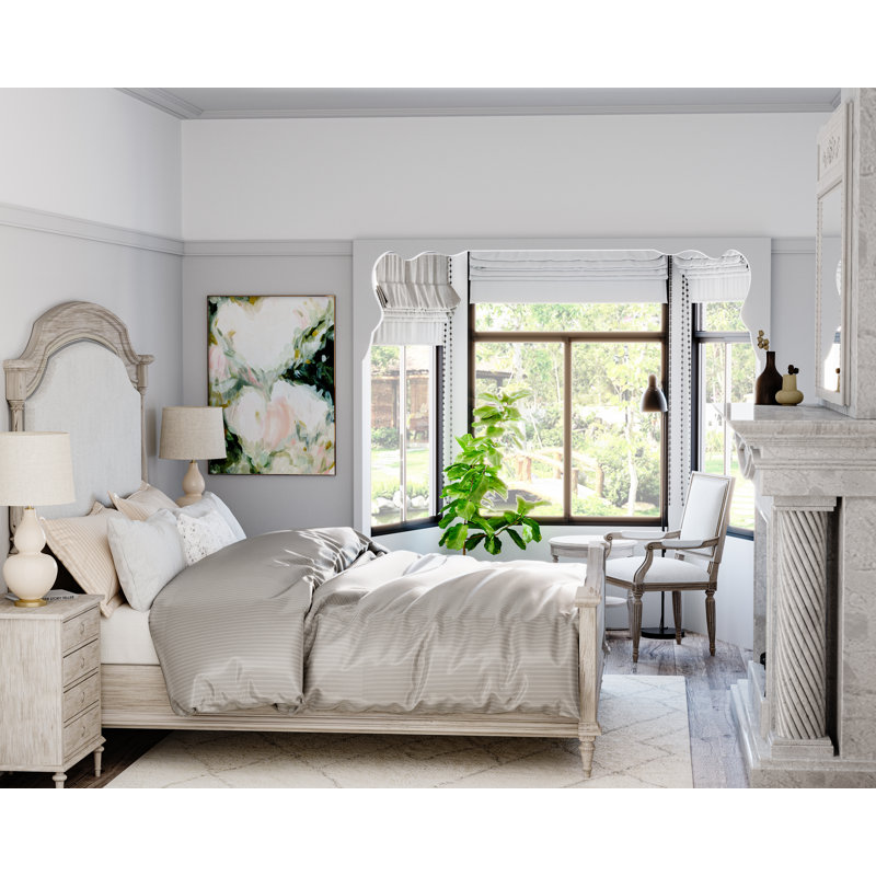 Antique White Rectangular Wood Transitional Mirror