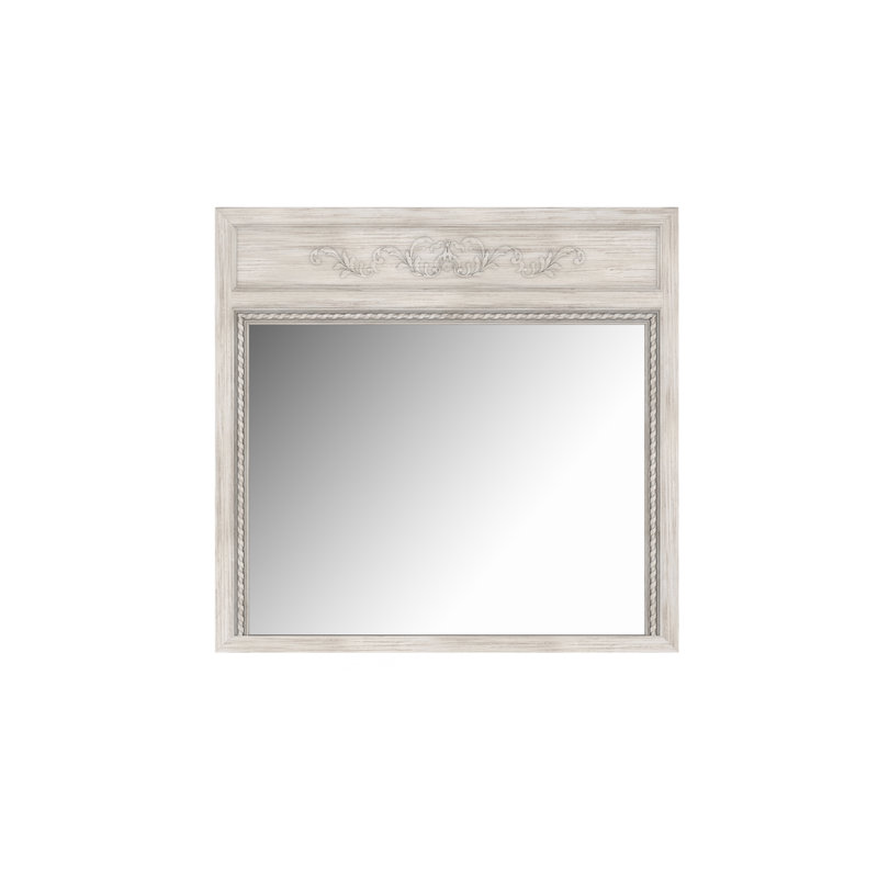 Antique White Rectangular Wood Transitional Mirror