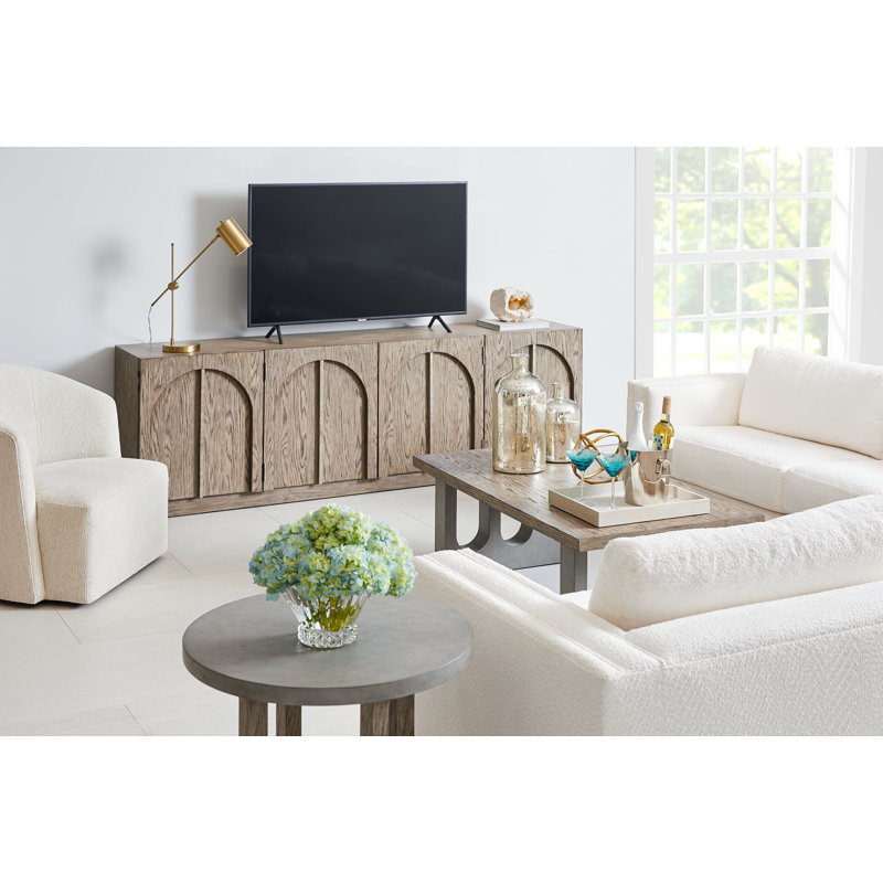 95'' Gray Oak Veneer Sideboard with Solid Poplar Frame