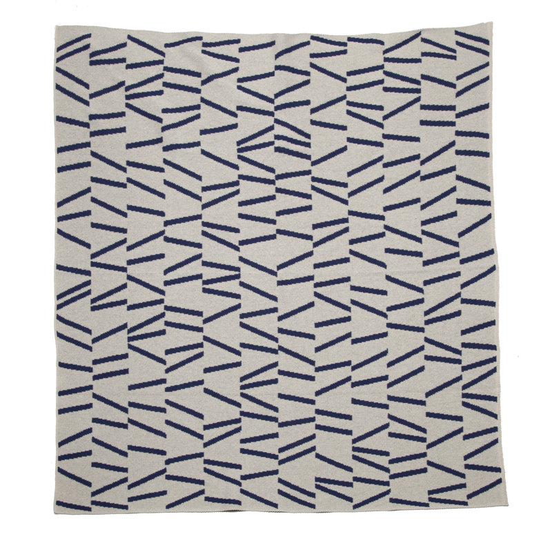 Blue and Beige Knitted Eco Throw Blanket