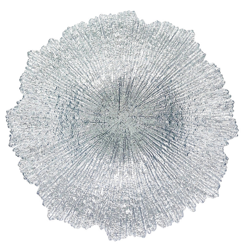 Coral Opulence 16" Silver Lacquered Glass Centerpiece Bowl