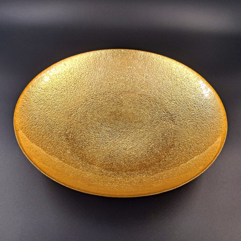 Handcrafted Gold Lacquered Glass Decorative Centerpiece Bowl