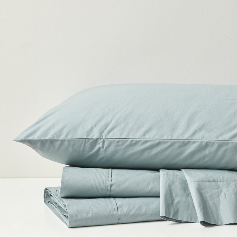 Aqua Twin Cotton Percale Sheet Set