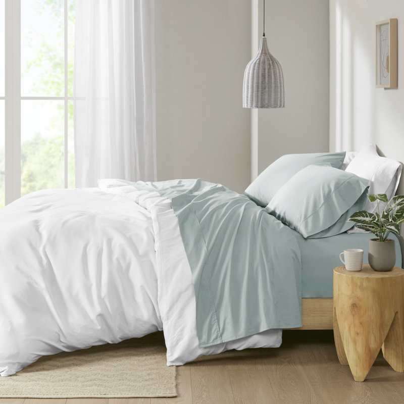 Aqua Twin Cotton Percale Sheet Set