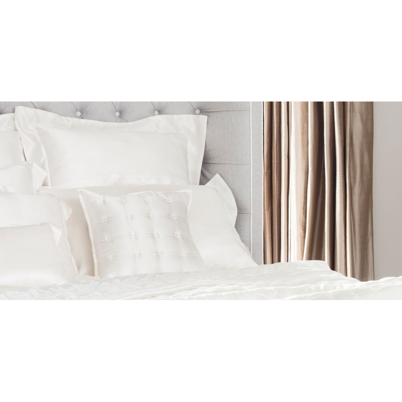 Ivory Silk Square Pillow Cover with Feather Fill