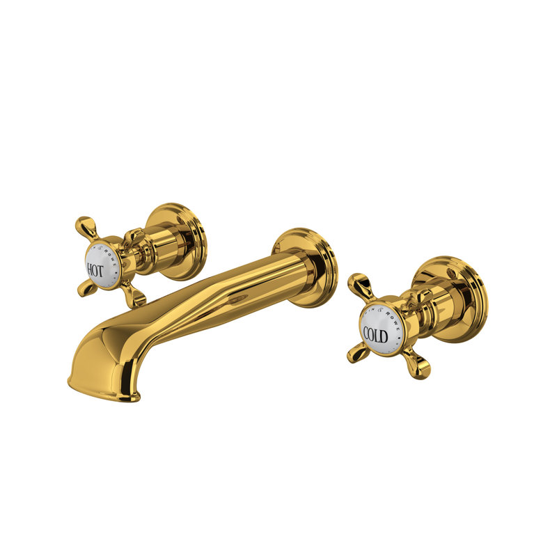 Edwardian Polished Nickel Wall Mounted Widespread Faucet