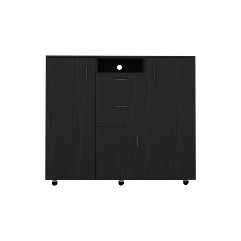 Milano Modern Black Engineered Wood Double Door Cabinet Dresser