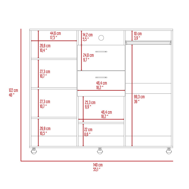 Milano Modern Black Engineered Wood Double Door Cabinet Dresser