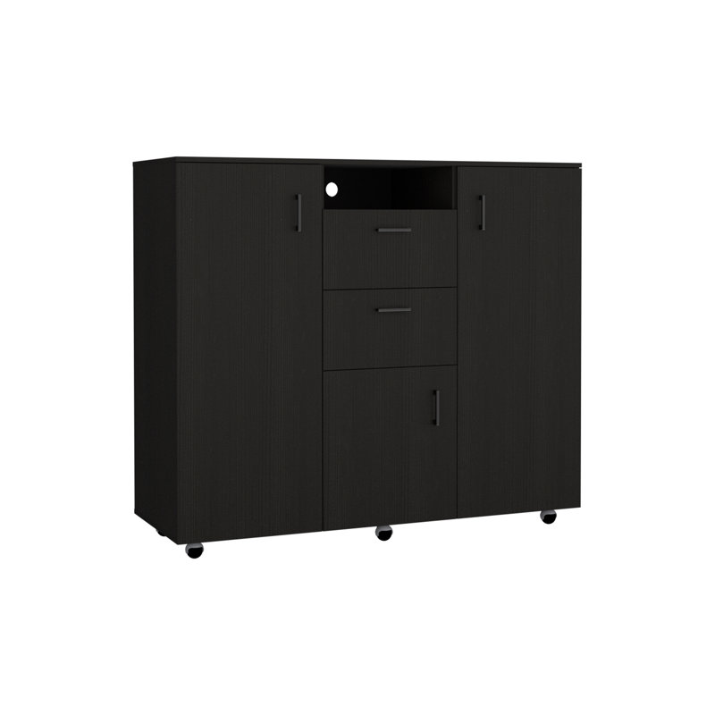 Milano Modern Black Engineered Wood Double Door Cabinet Dresser
