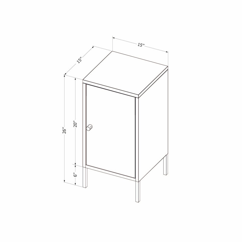 Light Blue Metal 1-Door Nightstand with Open Shelf