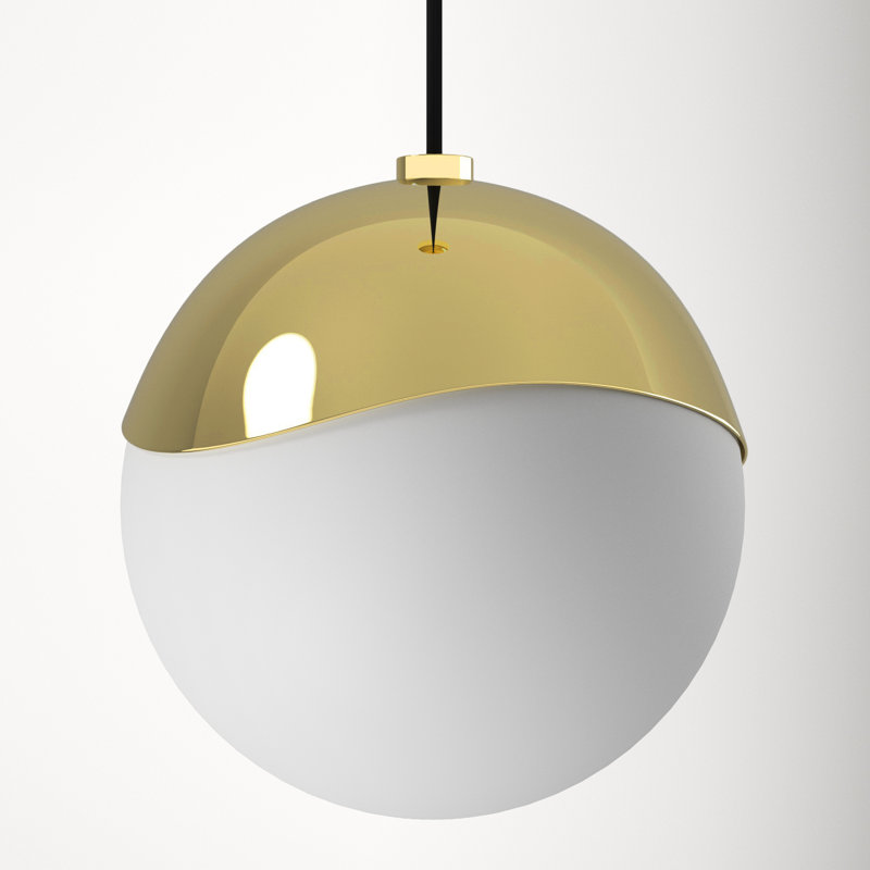 Polished Brass and Frosted Glass Globe Pendant Light