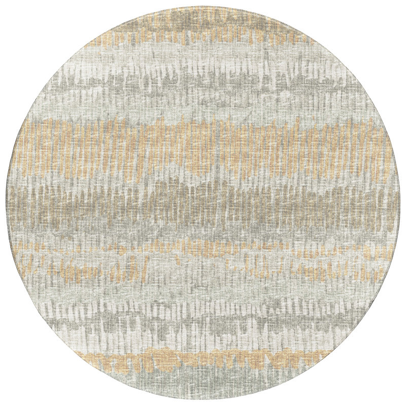Sage Green Chenille 8' Round Non-Slip Washable Area Rug