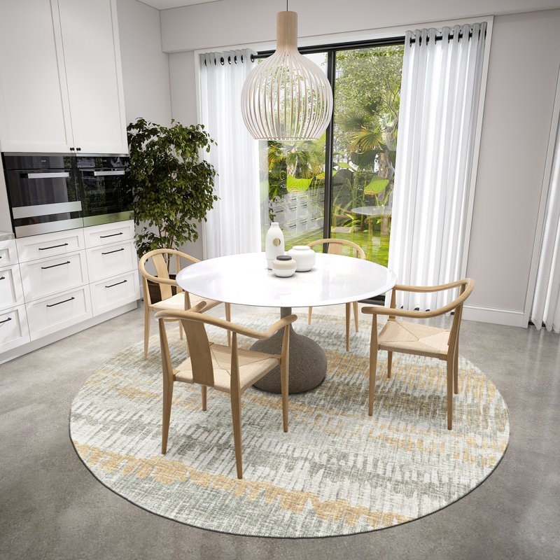 Sage Green Chenille 8' Round Non-Slip Washable Area Rug
