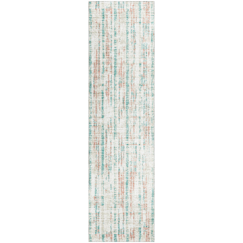 Ivory Abstract Flat Woven Non-slip Runner Rug