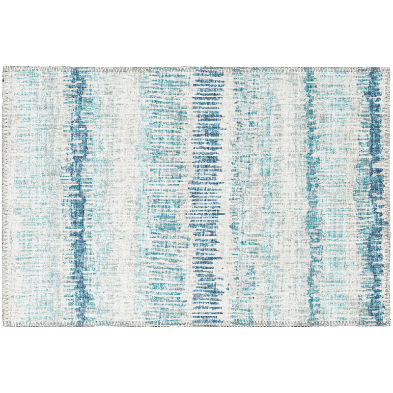 Blue Chenille Flat Woven Non-Slip Accent Rug