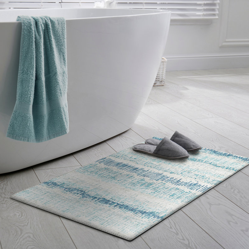 Blue Chenille Flat Woven Non-Slip Accent Rug