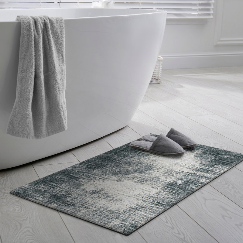 Rylee Transitional Black Chenille 1'8" x 2'6" Non-Skid Accent Rug