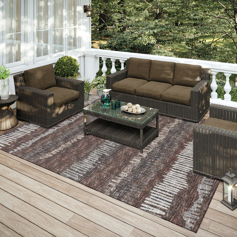 Transitional Brown Chenille 8'x10' Non-Slip Area Rug