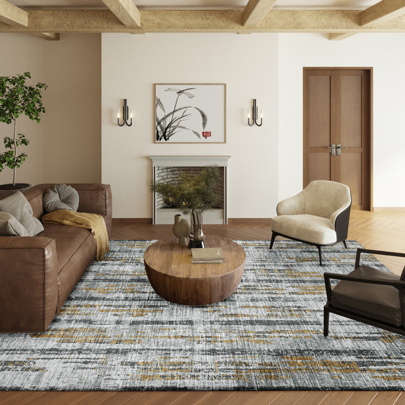 Gray 10' x 14' Flat Woven Abstract Chenille Area Rug