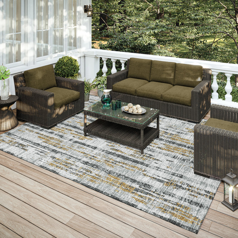 Gray 10' x 14' Flat Woven Abstract Chenille Area Rug