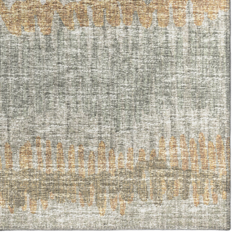 Sage Green Chenille 8' Round Non-Slip Washable Area Rug