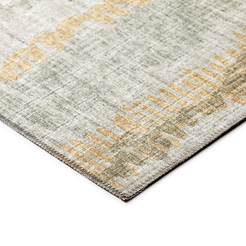 Sage Green Chenille 8' Round Non-Slip Washable Area Rug