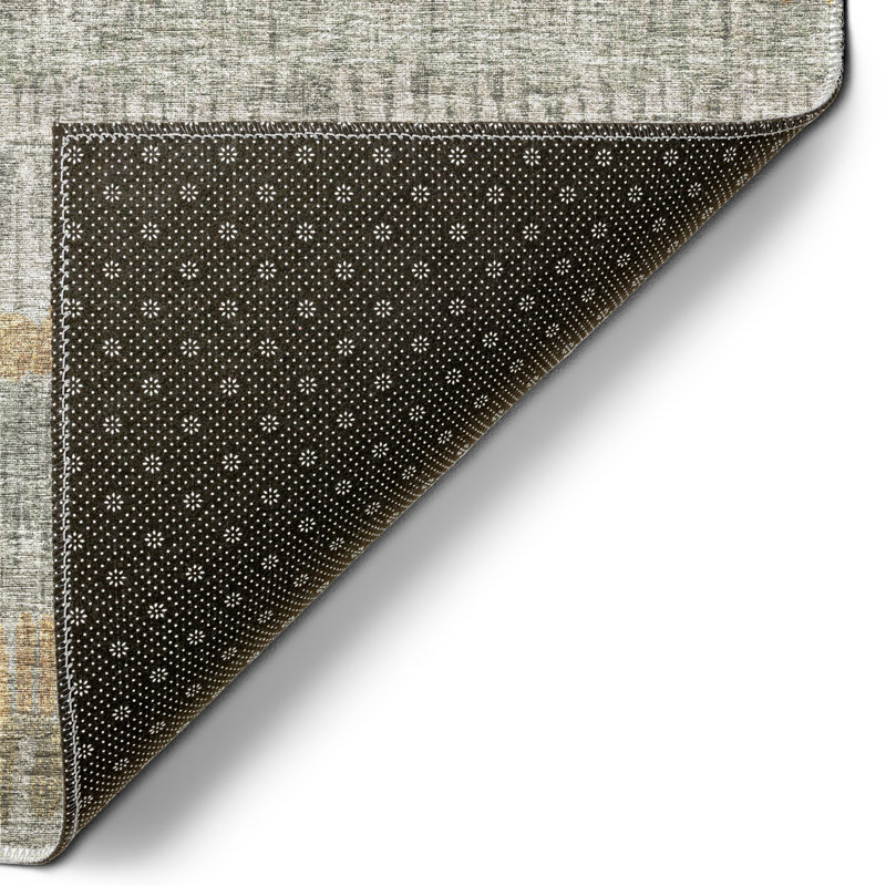 Sage Green Chenille 8' Round Non-Slip Washable Area Rug