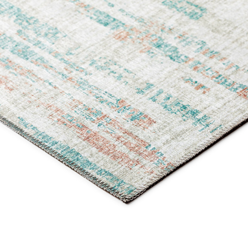 Ivory Abstract Flat Woven Non-slip Runner Rug
