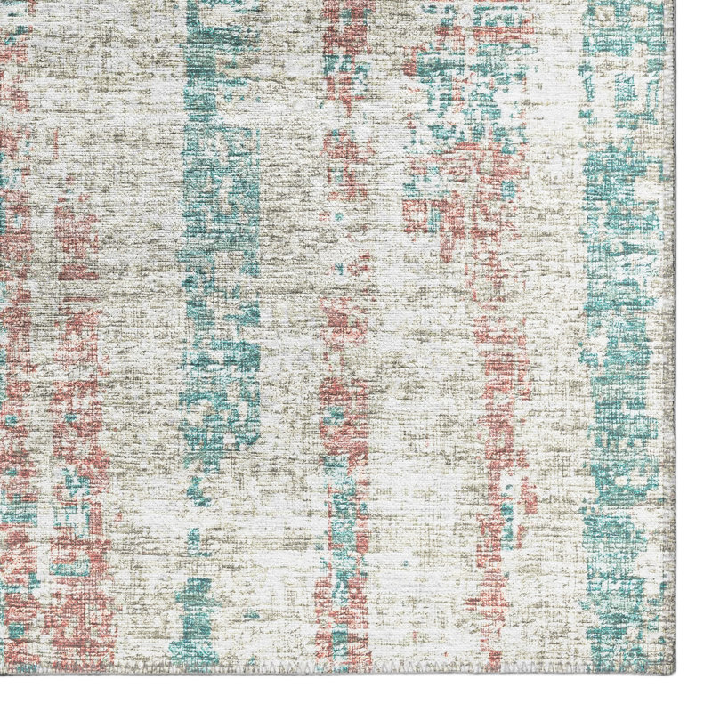 Ivory Abstract Flat Woven Non-slip Runner Rug