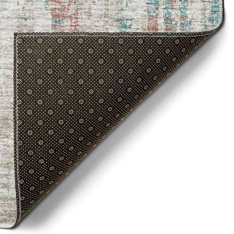 Ivory Abstract Flat Woven Non-slip Runner Rug