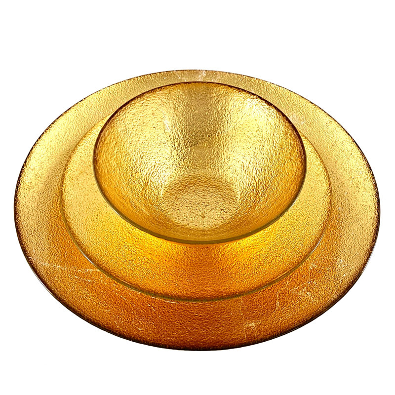 Handmade Gold Gilded Glass Dinnerware Set - Service for 4