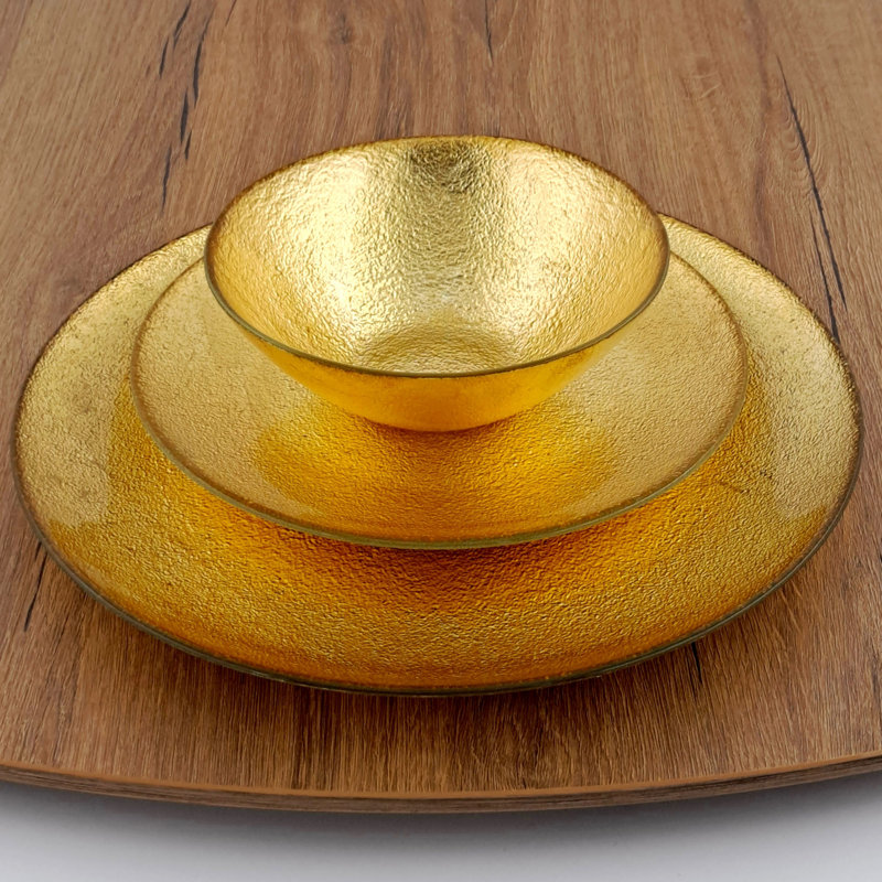 Handmade Gold Gilded Glass Dinnerware Set - Service for 4
