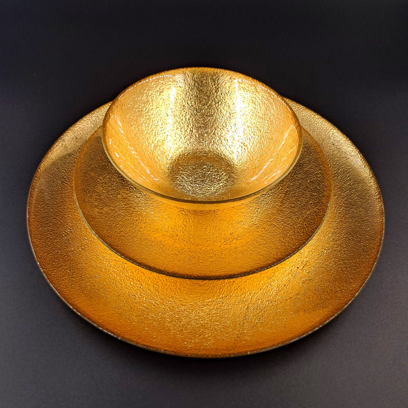 Handmade Gold Gilded Glass Dinnerware Set - Service for 4